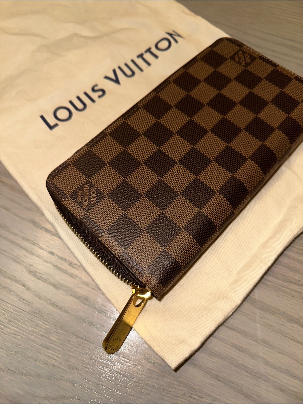 Louis Vuitton Damier Ebene Zippy Wallet Brown Checkered Canvas